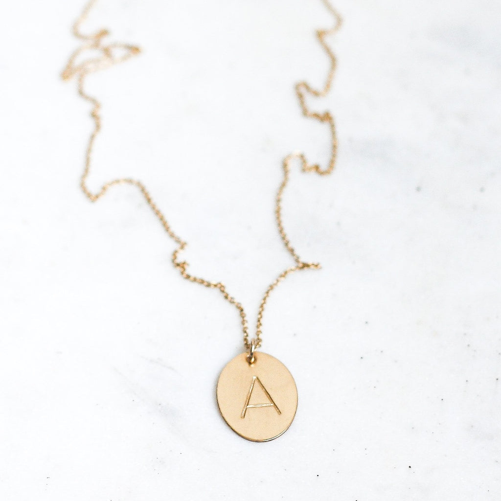 Oval Initial Necklace - Amelia Lawrence Jewelry
