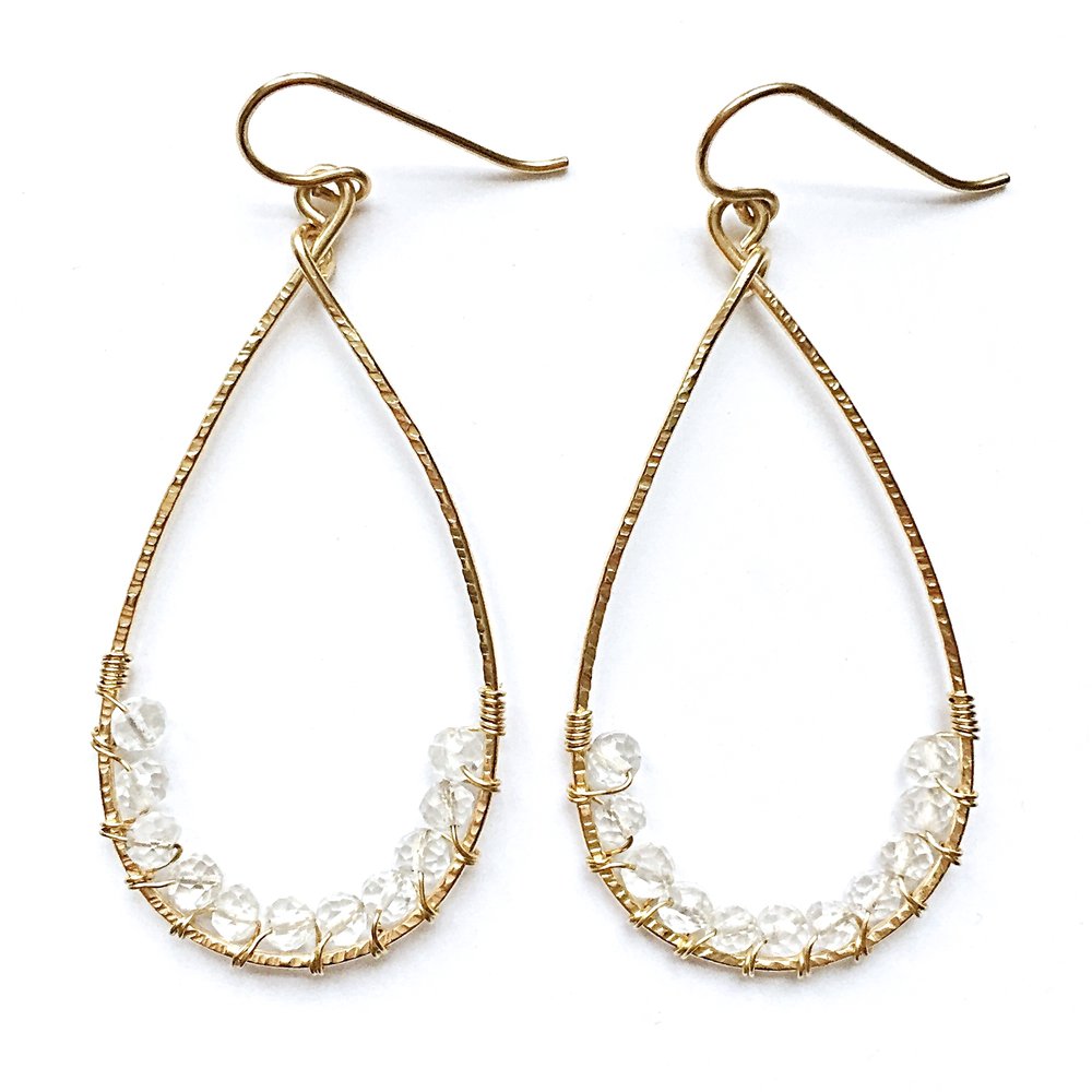 Angela Earrings - Clear Quartz - Amelia Lawrence Jewelry