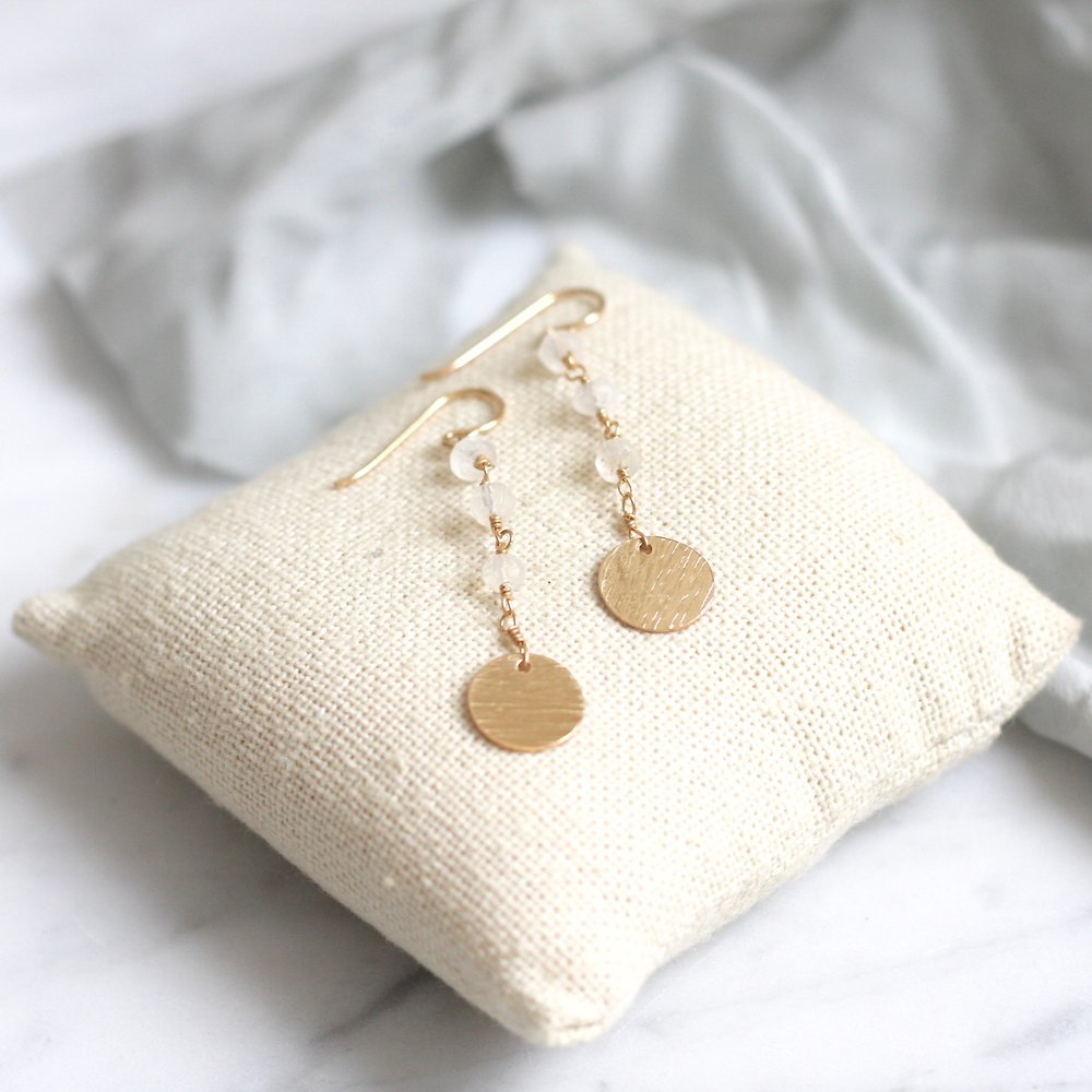 Peaceful Earrings with gold disc - Amelia Lawrence Jewelry