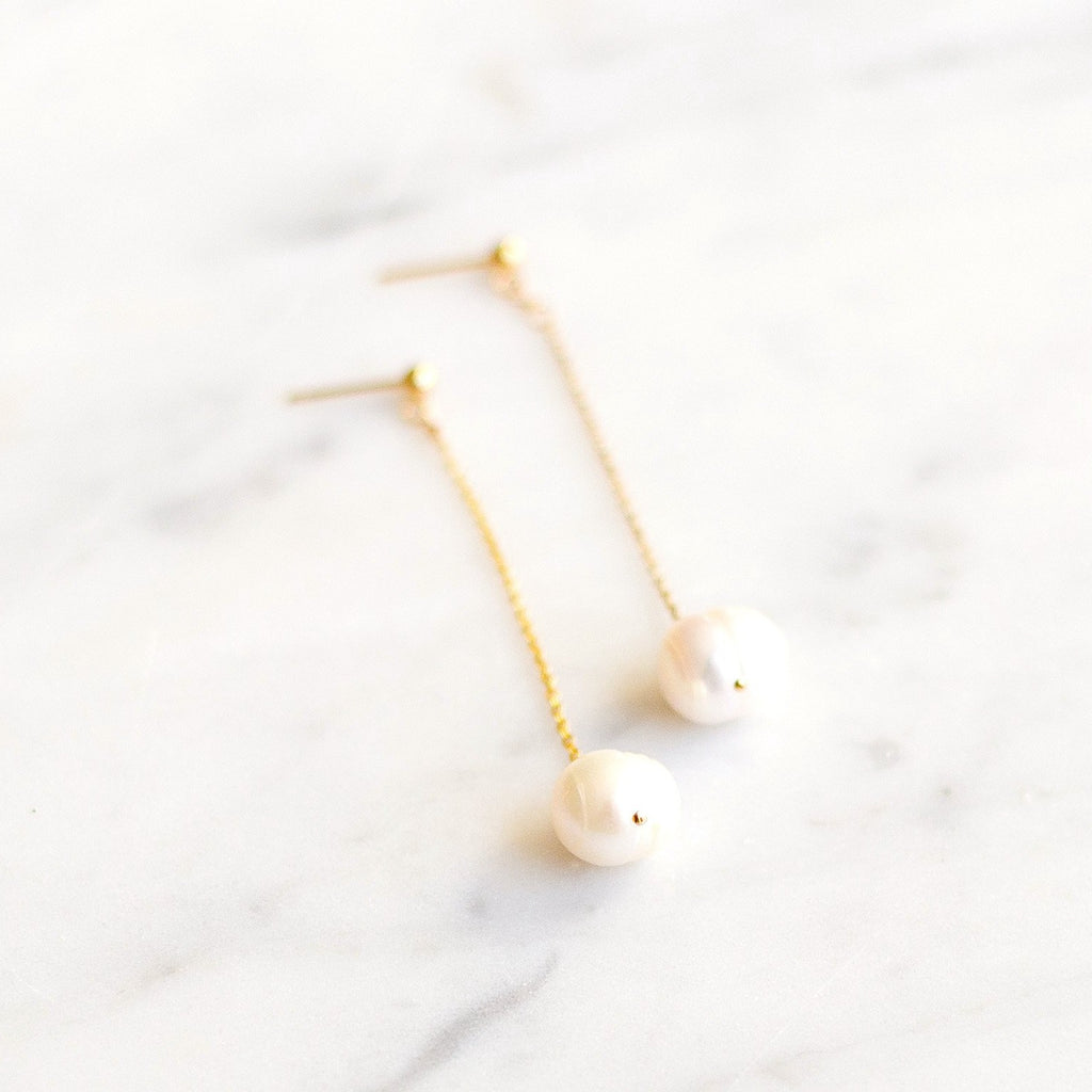 Totality Earrings with Fresh Water Pearl - Amelia Lawrence Jewelry