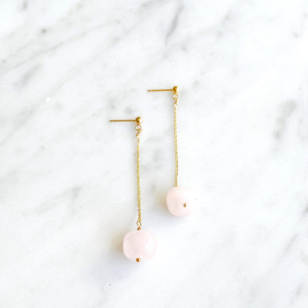 Totality Earrings with Rose Quartz - Amelia Lawrence Jewelry