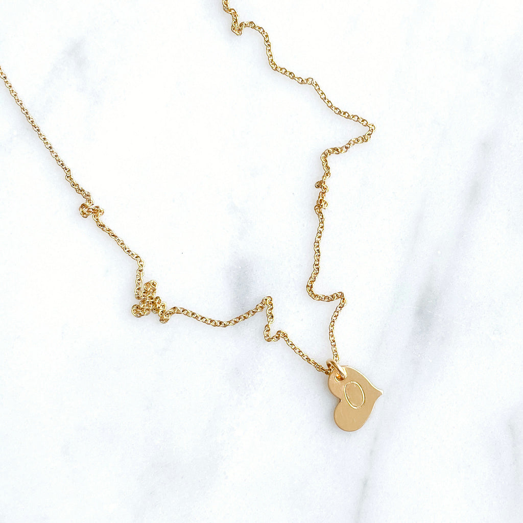 Heart Drop Initial Necklace - Amelia Lawrence Jewelry