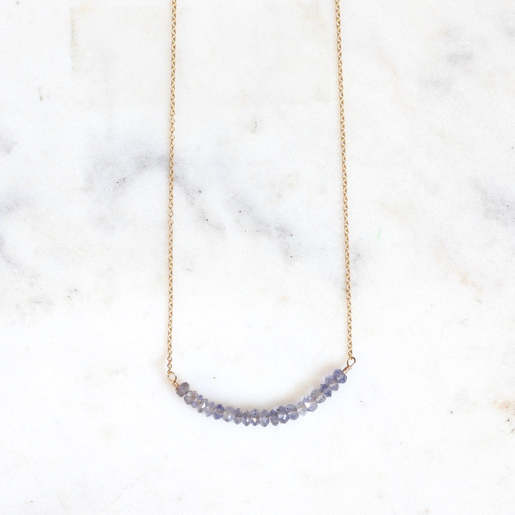 Anna Curved Bar Necklace - Iolite - Amelia Lawrence Jewelry