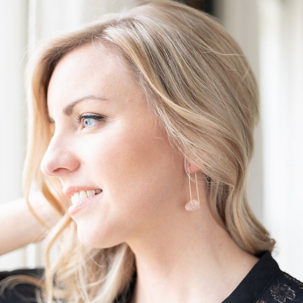 Meline Earrings - Rose Quartz - Amelia Lawrence Jewelry