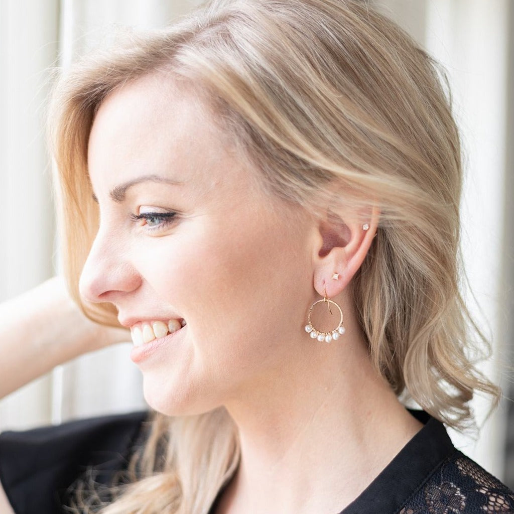 Julia Hoops - Fresh Water Pearls - Amelia Lawrence Jewelry