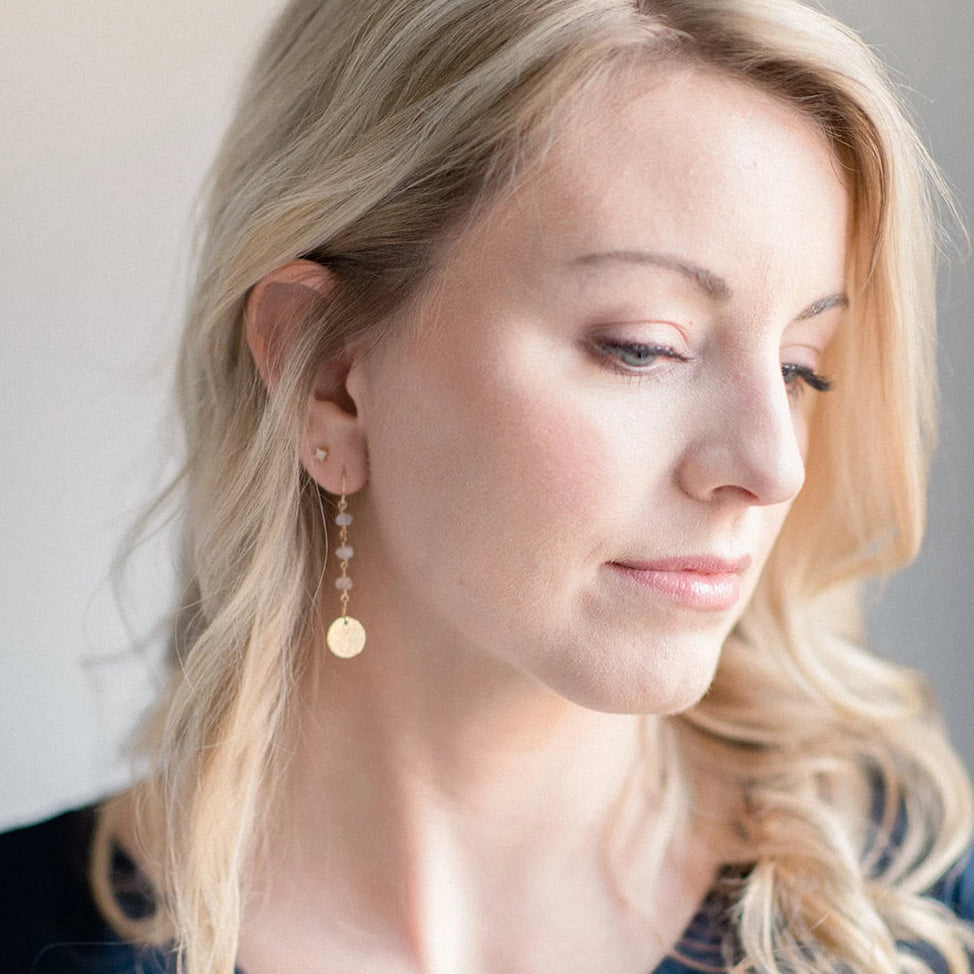 Peaceful Earrings with gold disc - Amelia Lawrence Jewelry