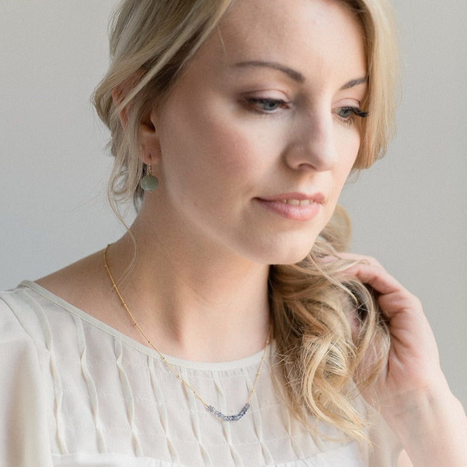 Anna Curved Bar Necklace - Iolite - Amelia Lawrence Jewelry
