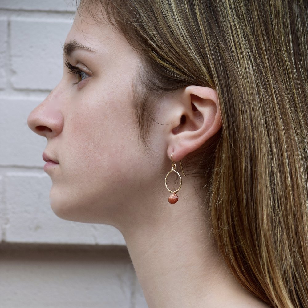 Emma Hoops with Sunstone Drops - Amelia Lawrence Jewelry
