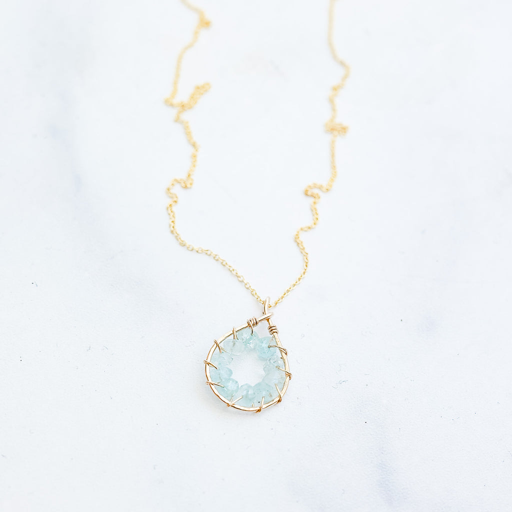 Shield Necklace - Aquamarine